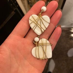 Bundle!! Vintage heart earrings with gold wire